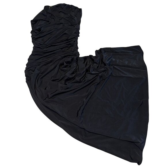 NWT Meshki Navanna Asymmetric Slinky Midi Dress Black X-Small XS - Picture 1 of 9